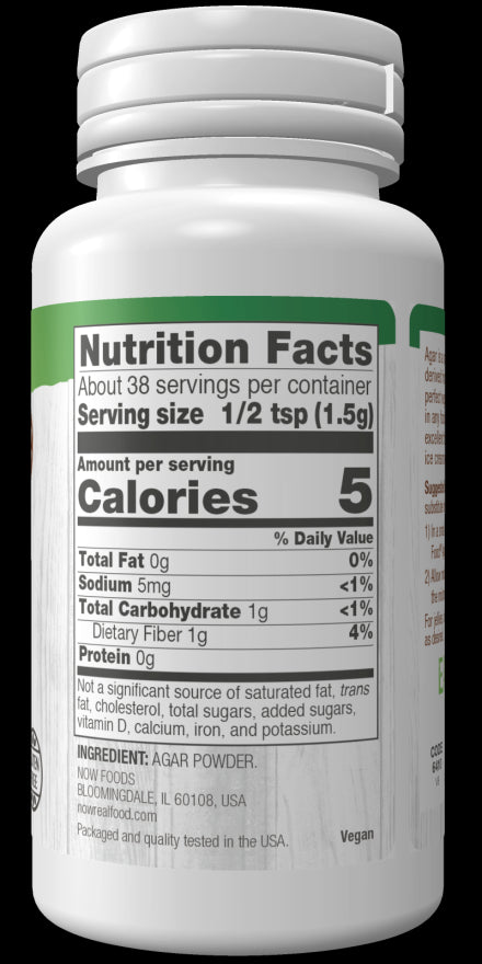 image of Agar Powder (Vegan Gelatin Substitute) 57g nutritional facts
